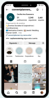 Mockup de teléfono con perfil de Instagram