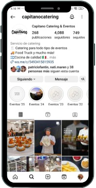 Mockup de teléfono con perfil de Instagram